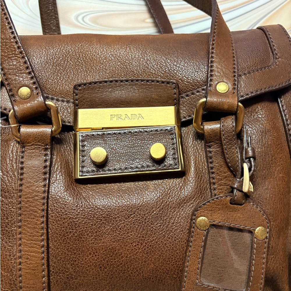 Prada Dark Brown Leather Shoulder Bag - Picture 3 of 17